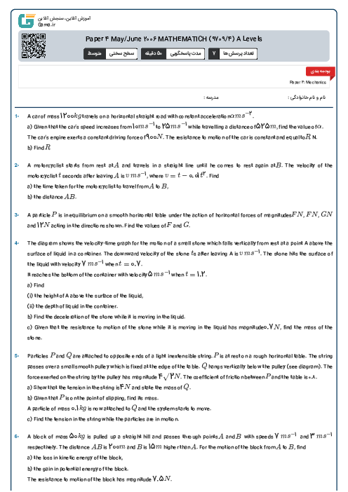 Paper 4 May/June 2006 MATHEMATICH (9709/4) A Levels