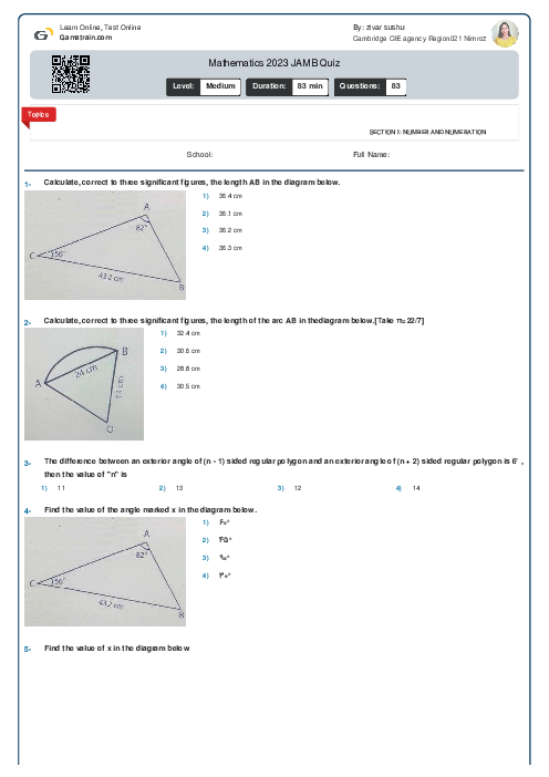 Mathematics 2023 JAMB Quiz