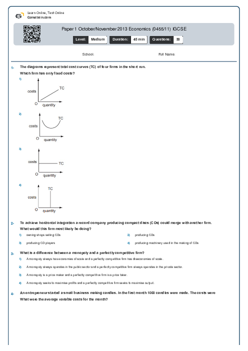 Paper 1 October/November 2013 Economics (0455/11) IGCSE